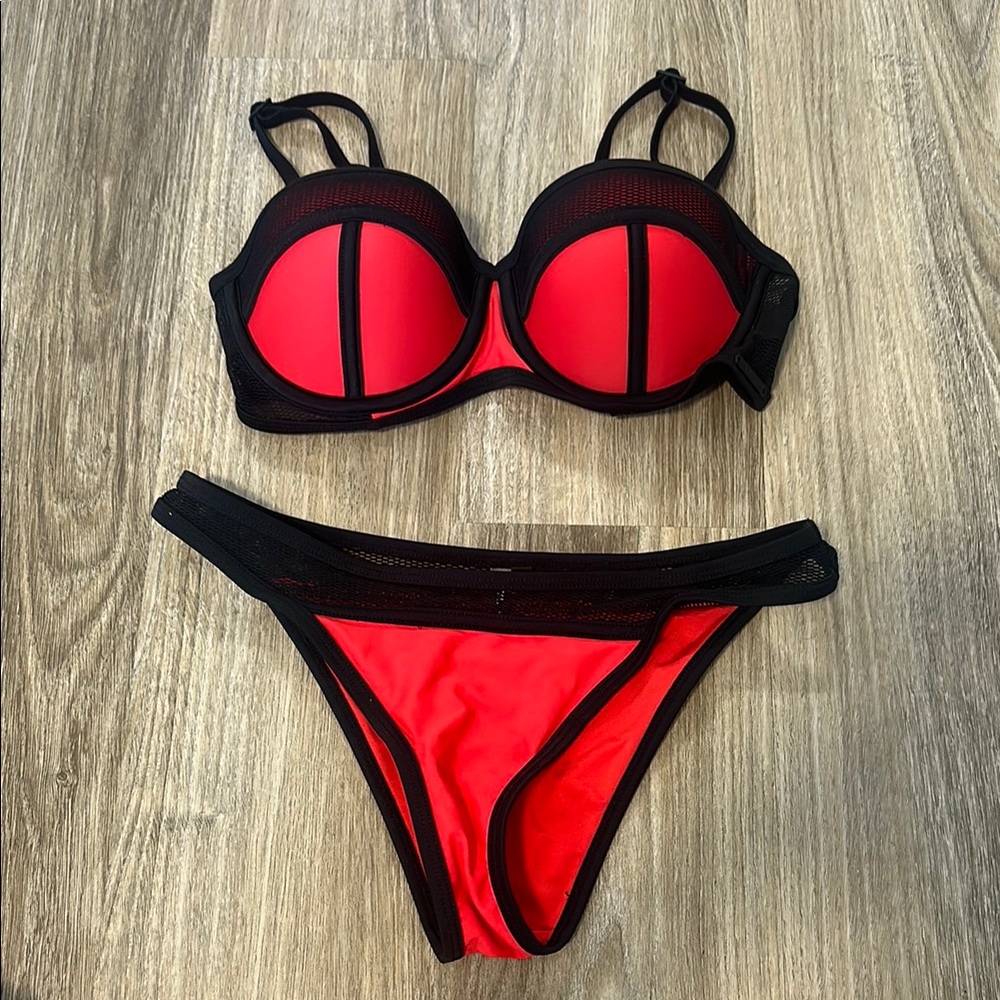 deadstock Kendall And Kylie Red Black Bikini